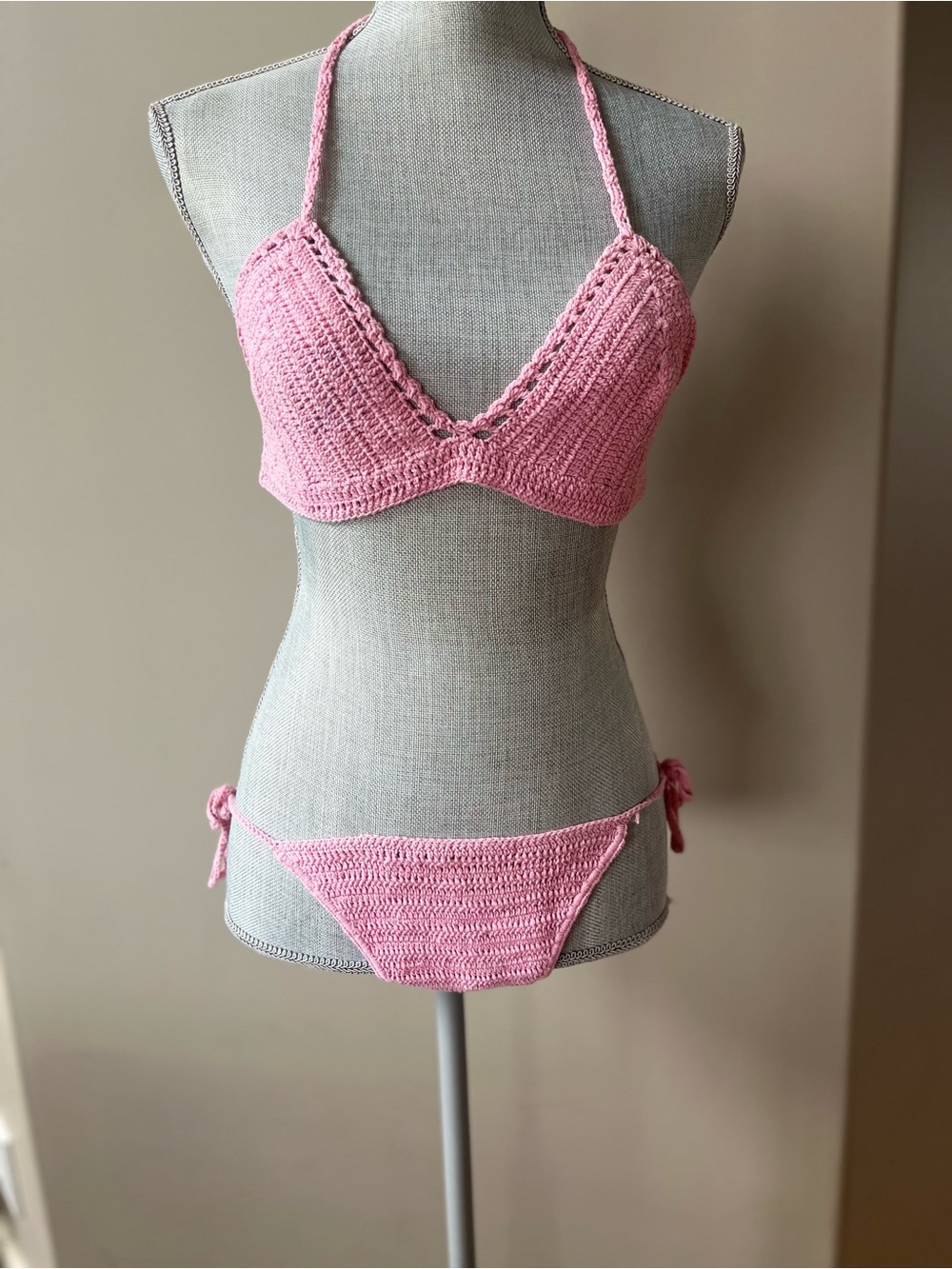 Hot Topic Pink Crochet Bikini Set